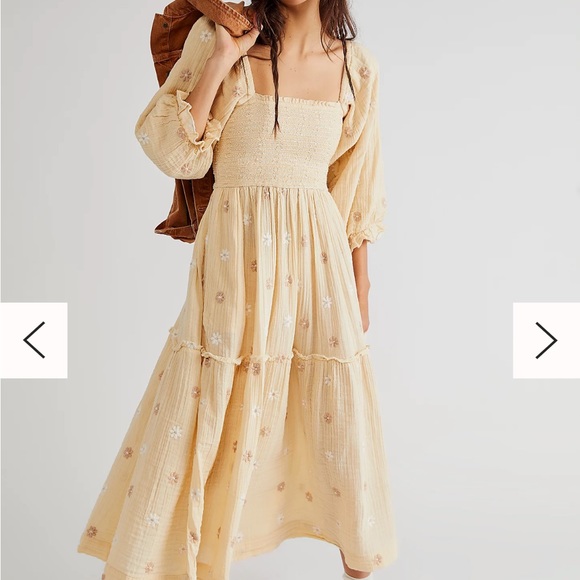 Free People Dresses & Skirts - Free People Dahlia Embroidered Maxi Dress Color: Pearl Island Medium NWT
